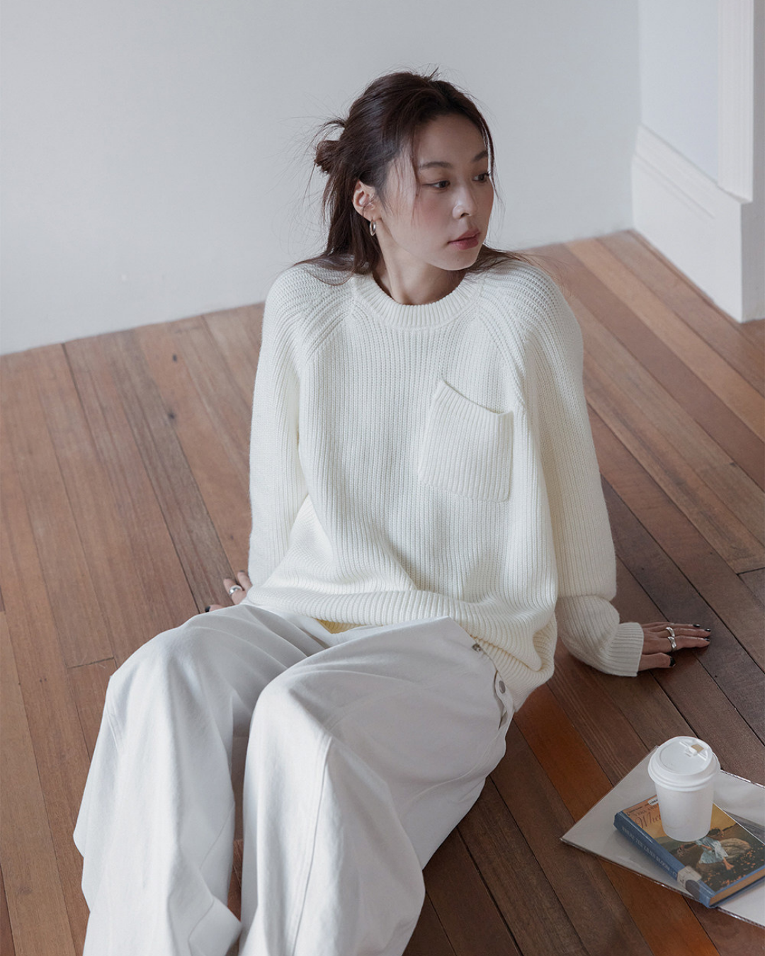pocket detail loose knit sweater 3color 【NINE7283】