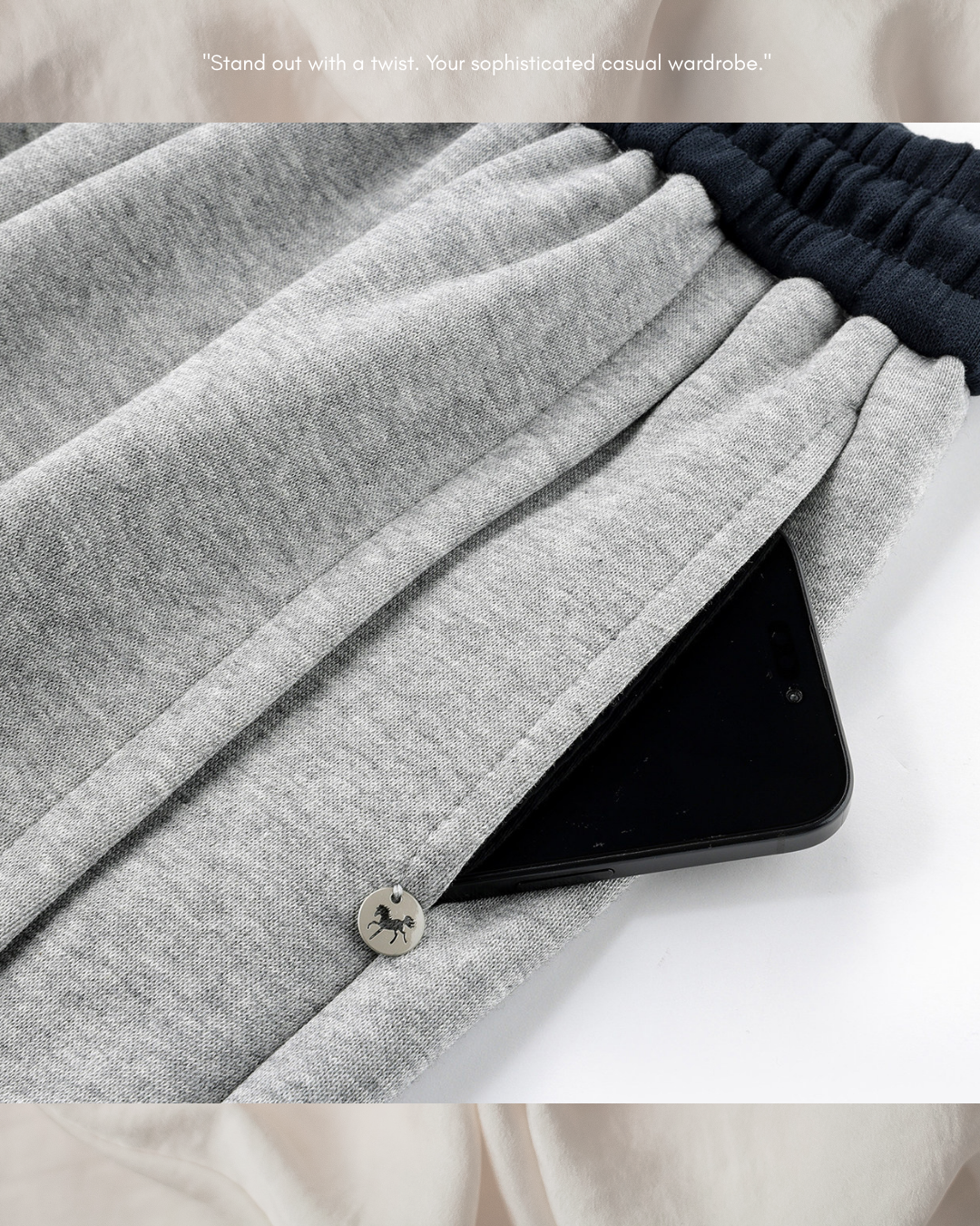 contrast waist pin tuck sweatpants 4color 【NINE7309】