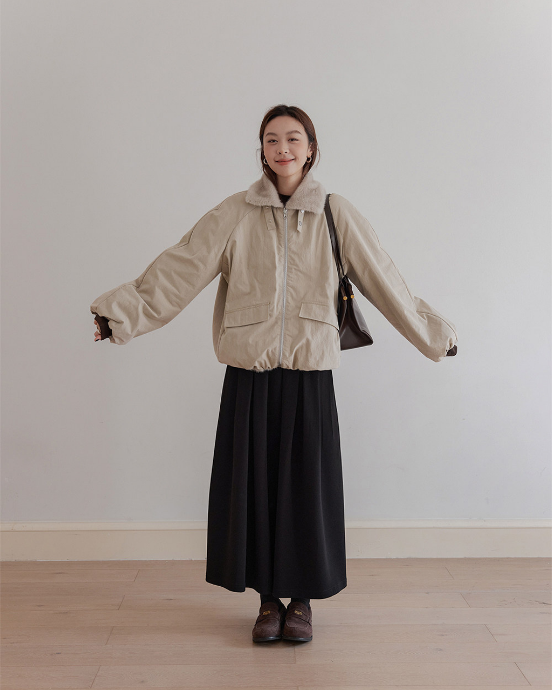 reversible fur collar jacket 1color 【NINE7280】