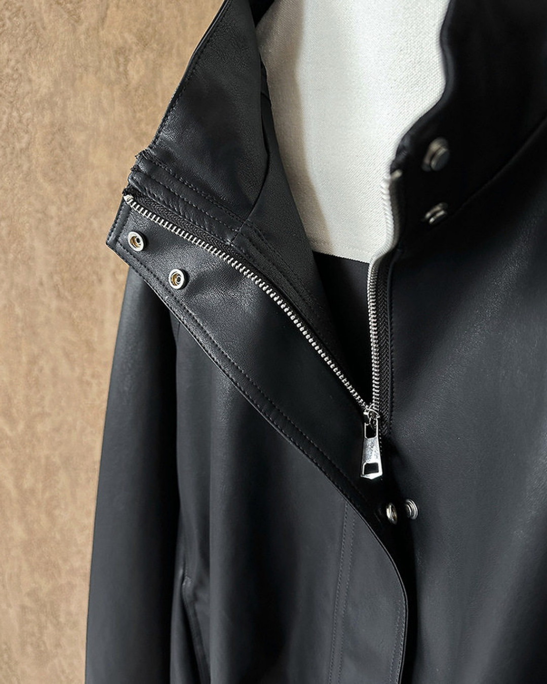 oversized faux leather bomber jacket 1color 【NINE7316】