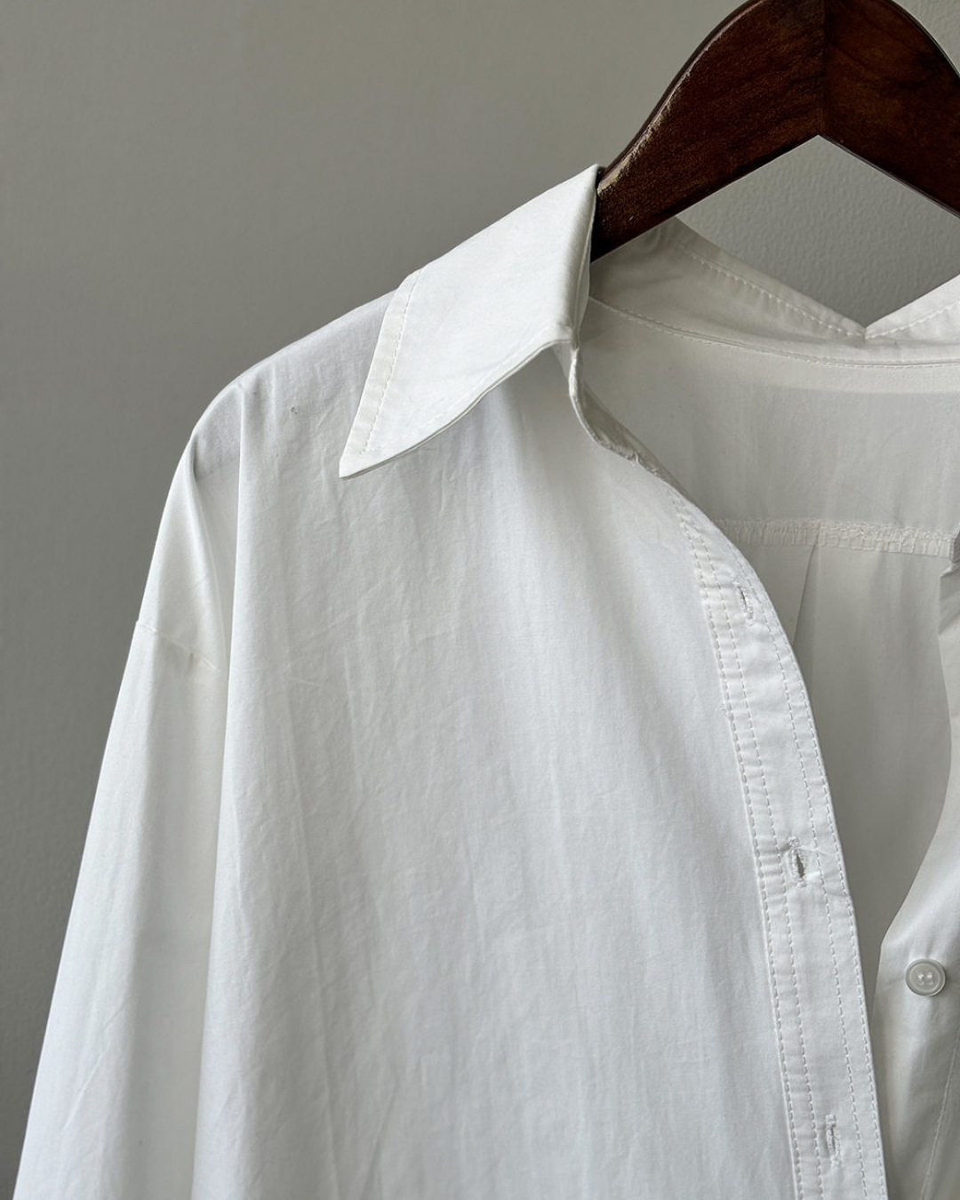asymmetric placket loose fit long sleeve shirt 2color 【NINE7317】
