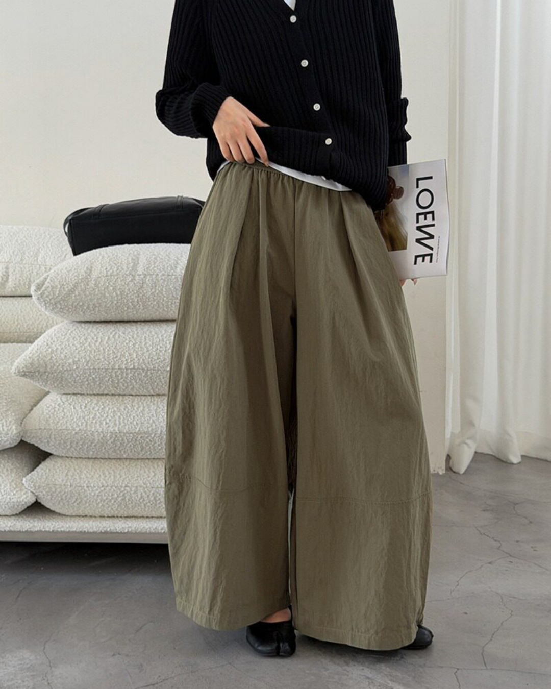 pleated seam balloon wide leg pants 3color 【NINE7323】