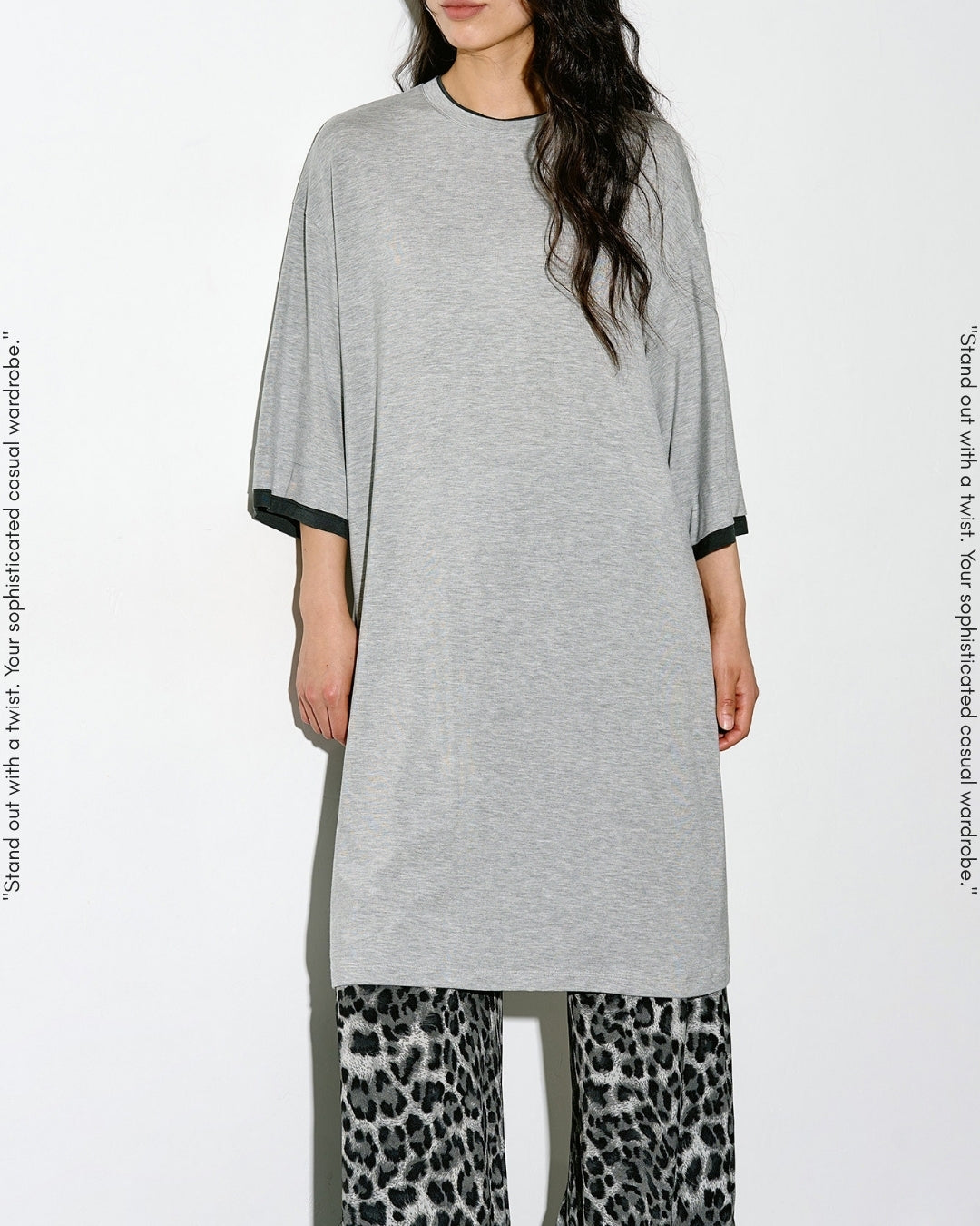 oversized two-tone t-shirt 2color【NINE0327】