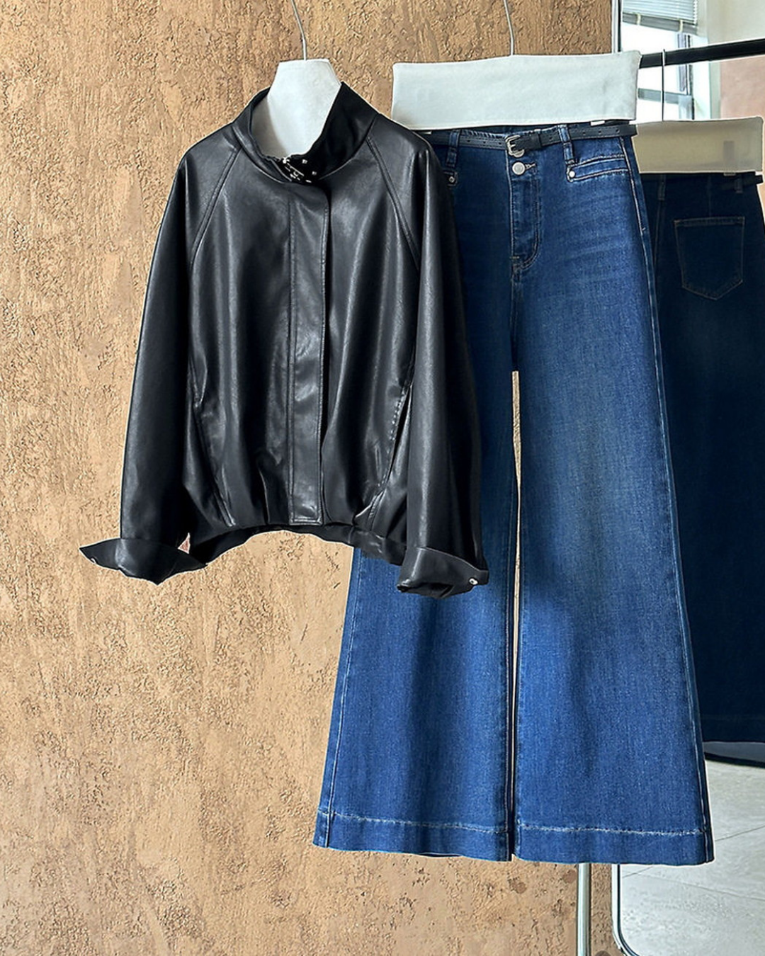 oversized faux leather bomber jacket 1color 【NINE7316】