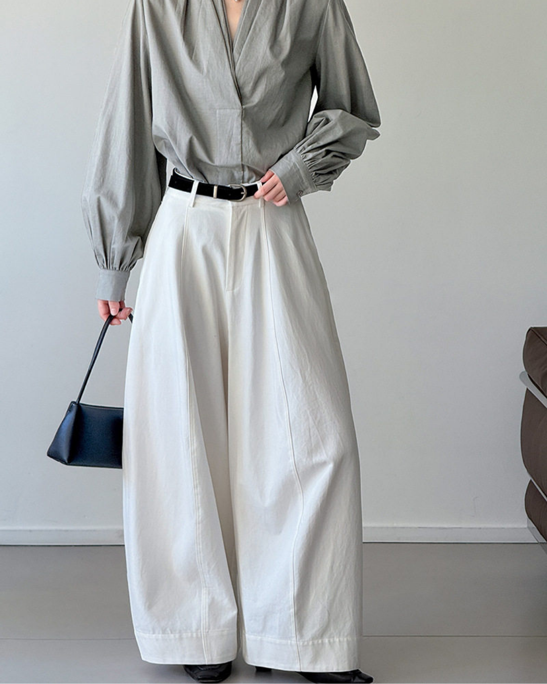 balloon curve wide leg pants 2color 【NINE7324】