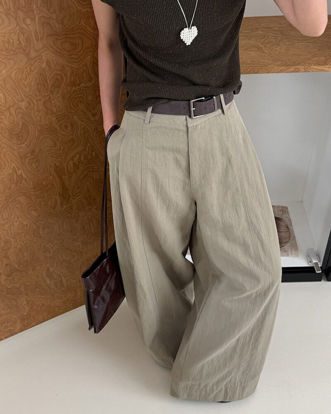 center seam wide leg slacks 2color 【NINE7313】