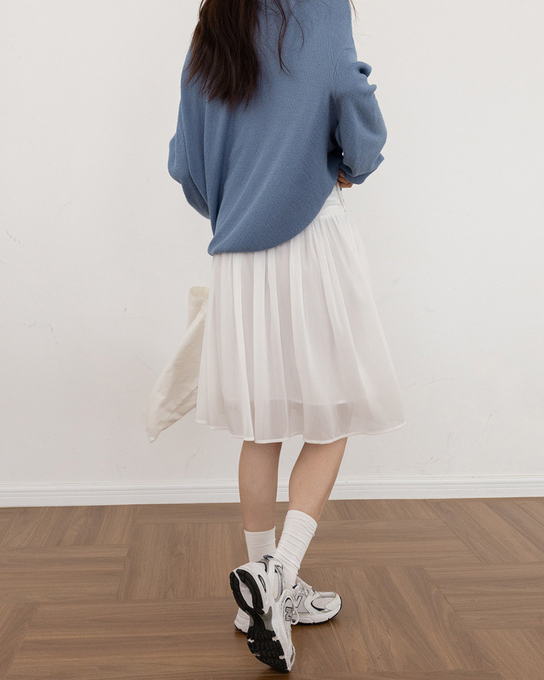 draped waist chiffon flare skirt 3color 【NINE7300】