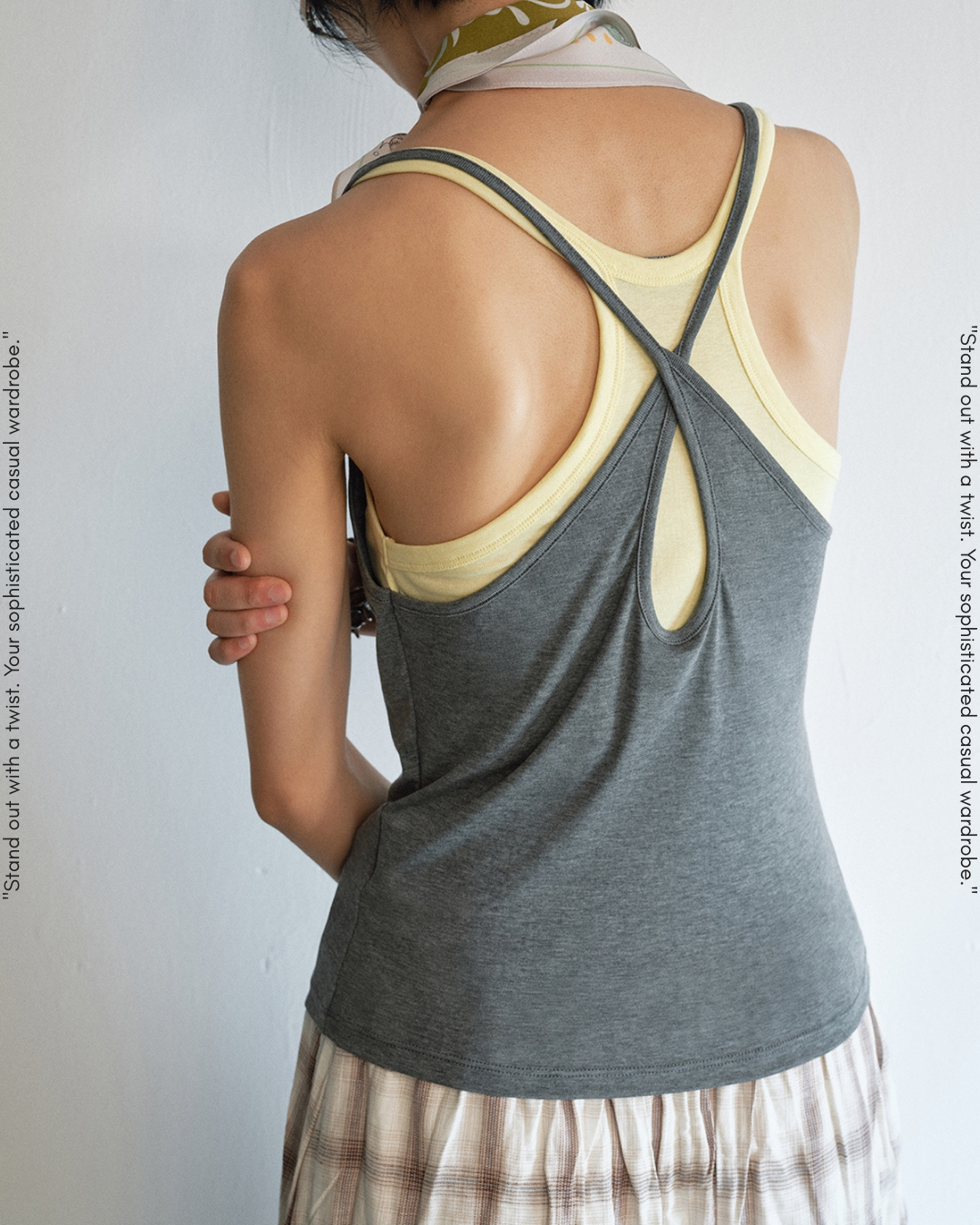 bicolor fake layered camisole 3color【NINE0205】