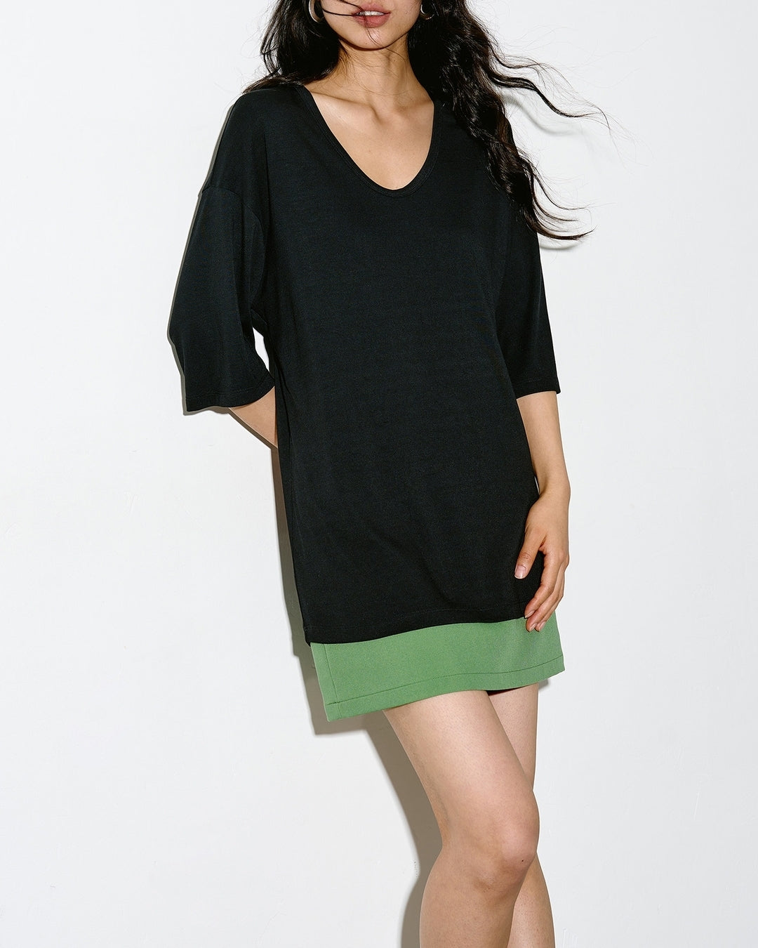 u-neck short sleeve t-shirt 2color【NINE0348】