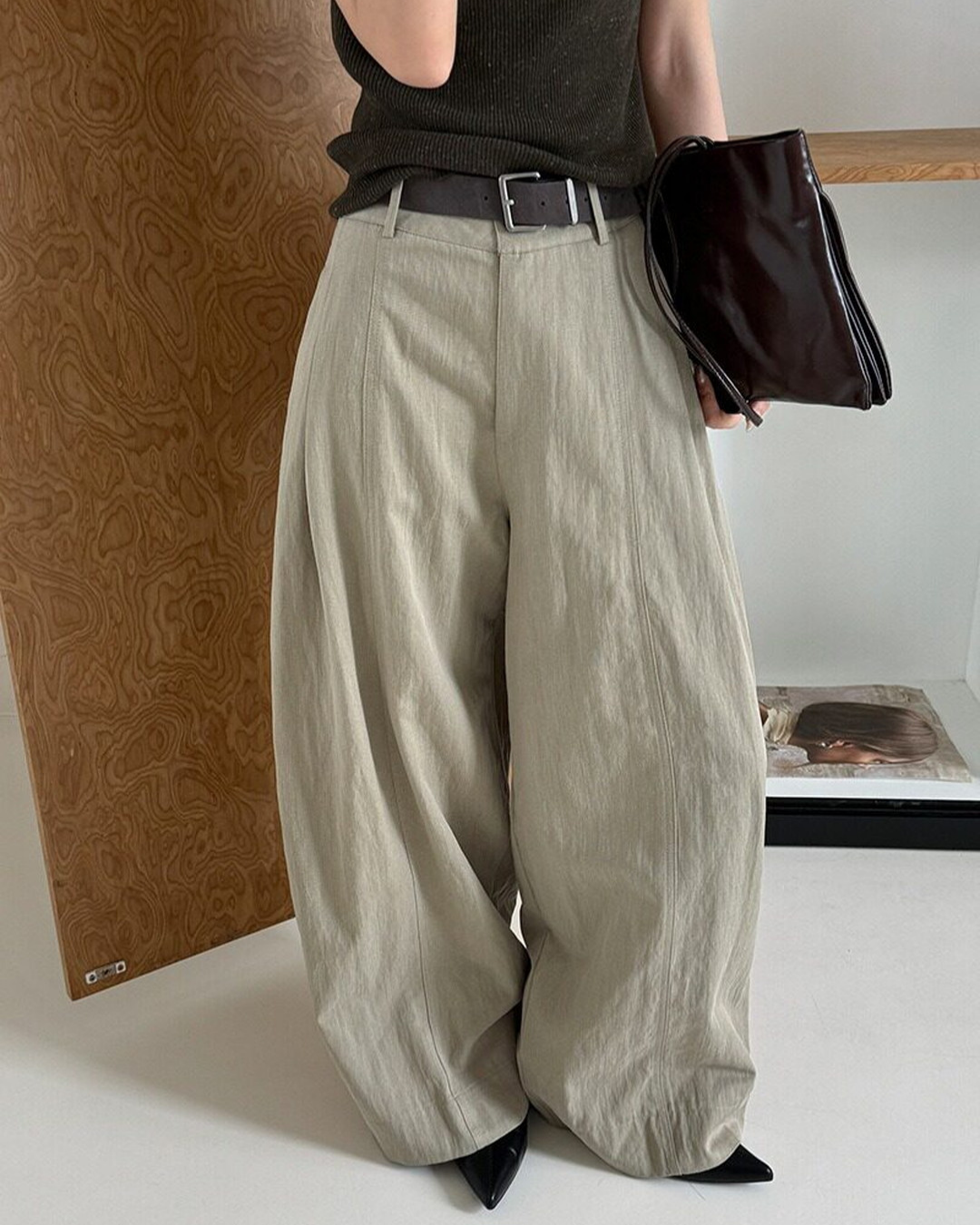 center seam wide leg slacks 2color 【NINE7313】