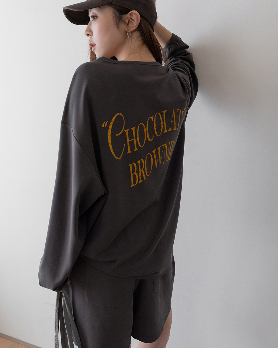 embroidered sweatshirt short pants setup 3color 【NINE7282】