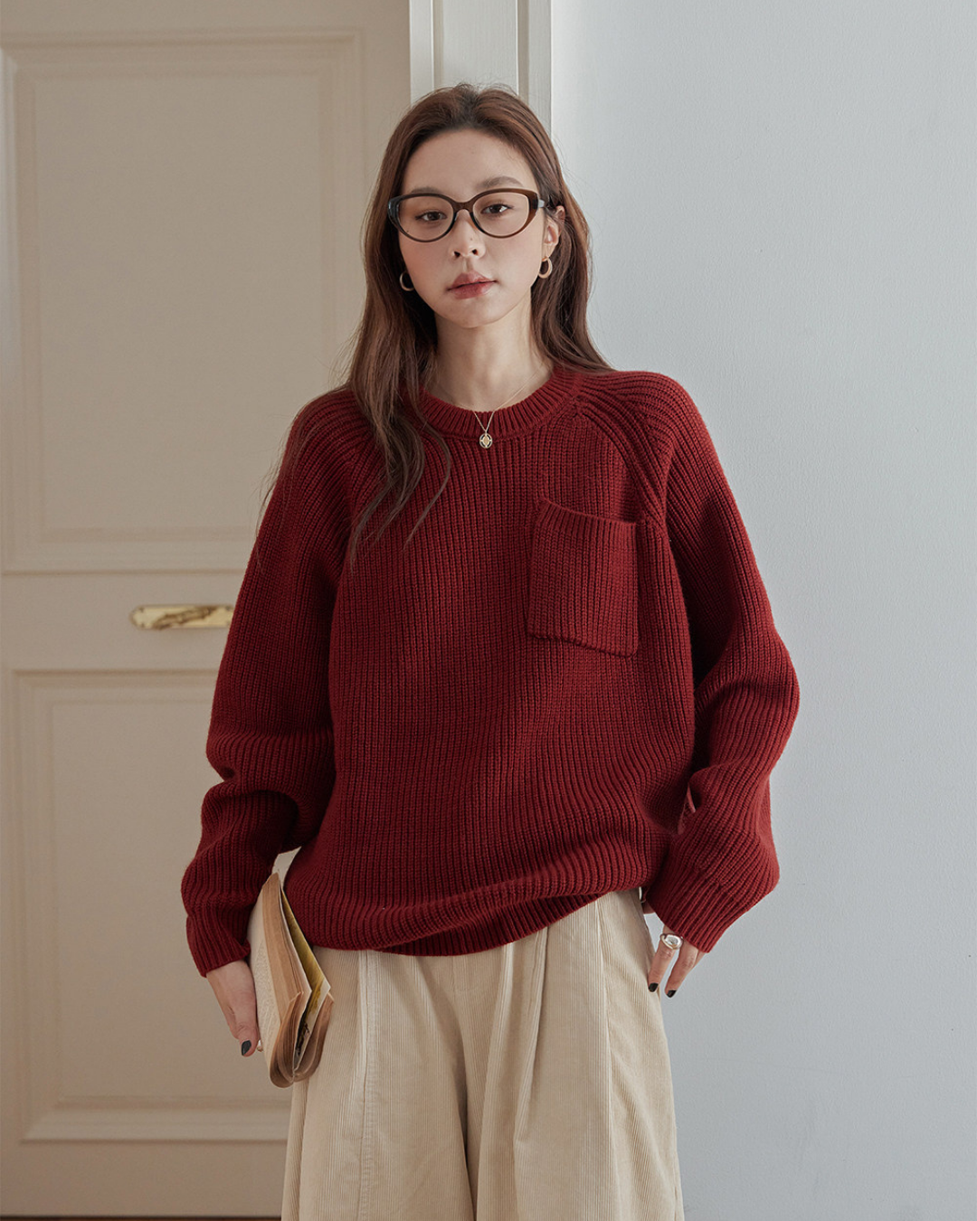pocket detail loose knit sweater 3color 【NINE7283】