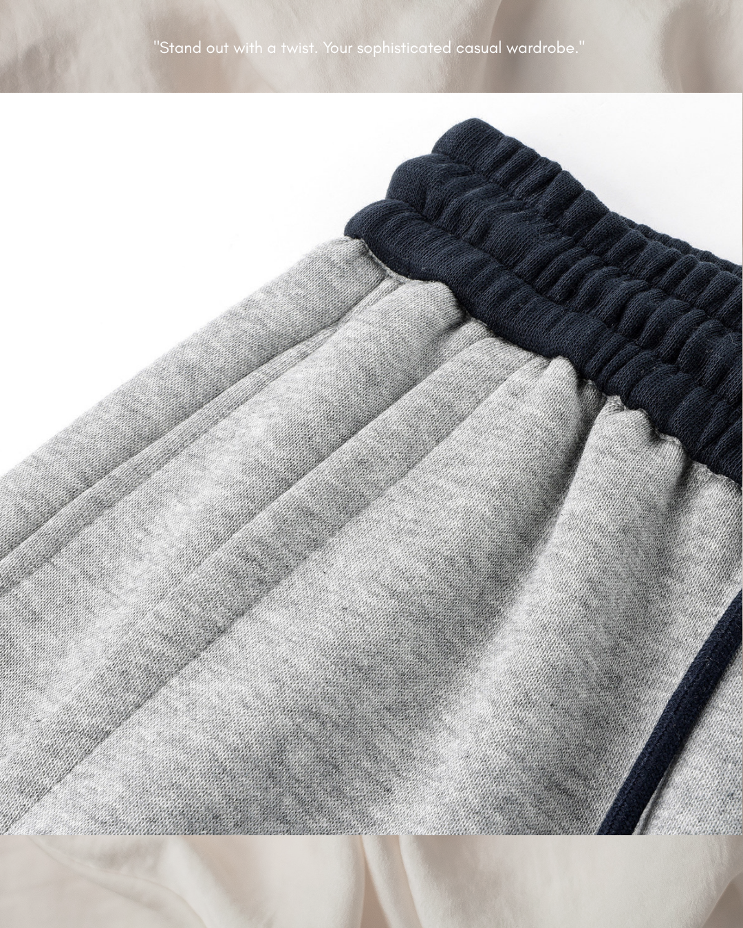 contrast waist pin tuck sweatpants 4color 【NINE7309】