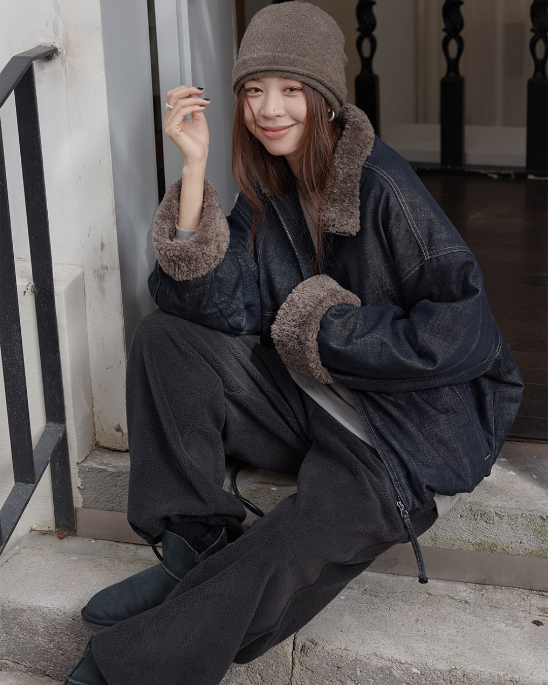 fleece wide leg sweatpants 2color 【NINE7275】