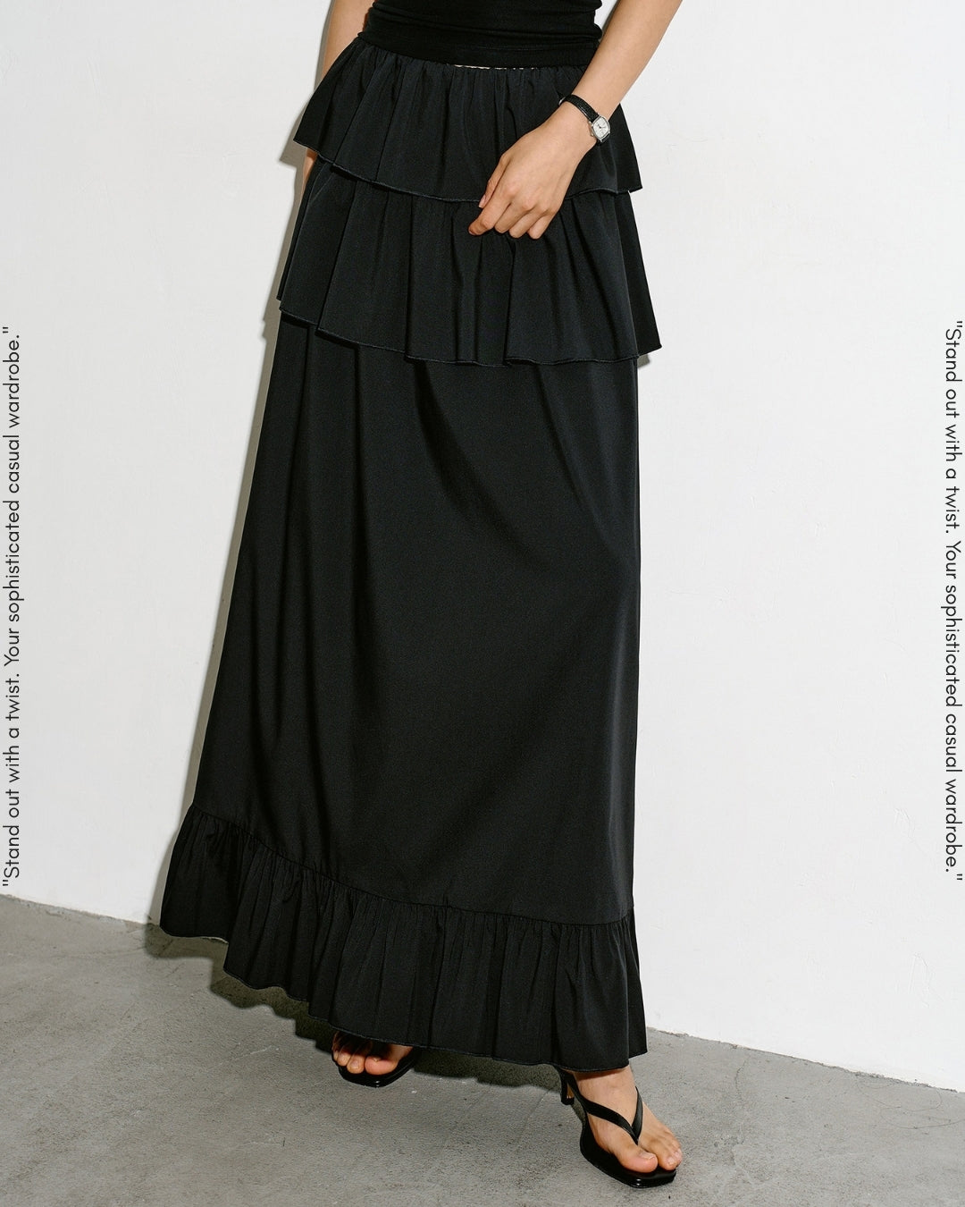 tiered a-line long skirt【NINE0338】