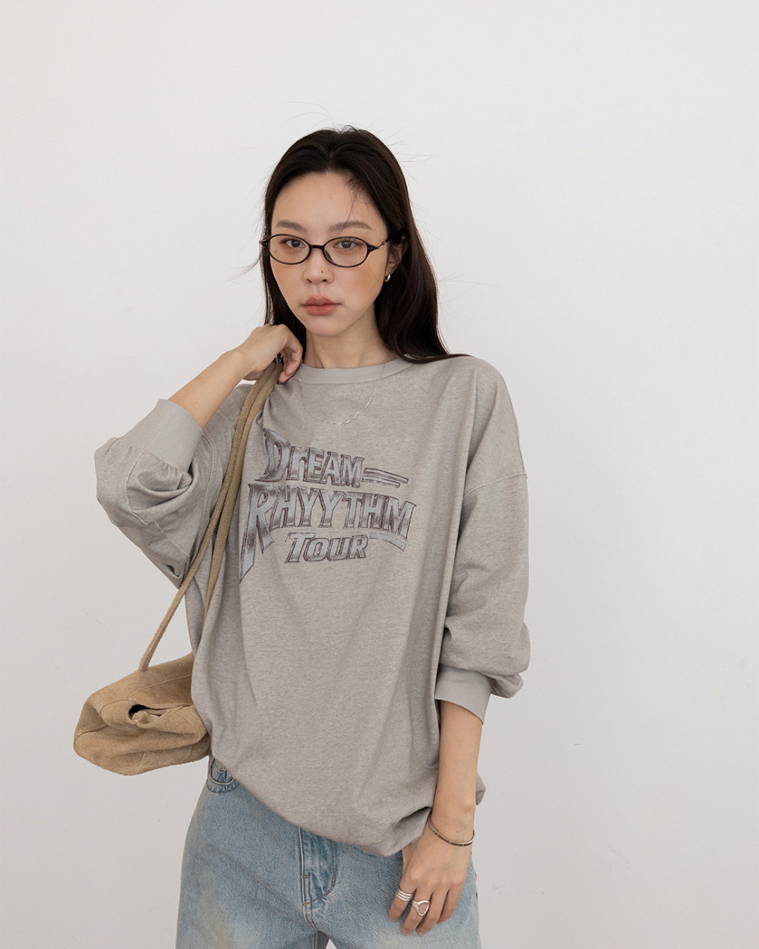 vintage print graphic oversized sweatshirt 2color 【NINE7292】