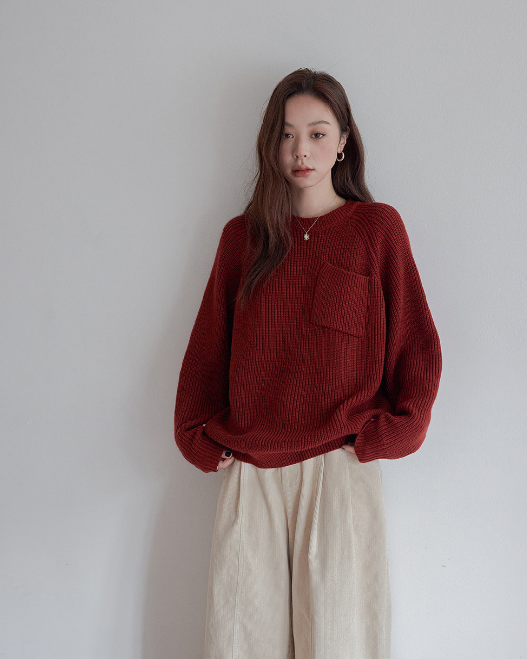 pocket detail loose knit sweater 3color 【NINE7283】