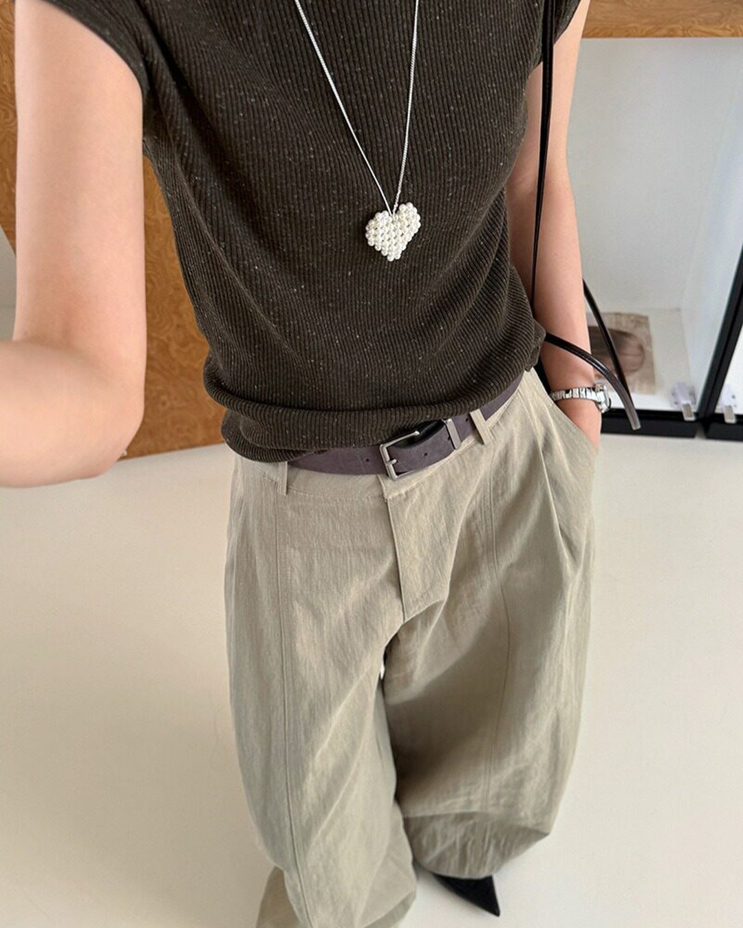 center seam wide leg slacks 2color 【NINE7313】