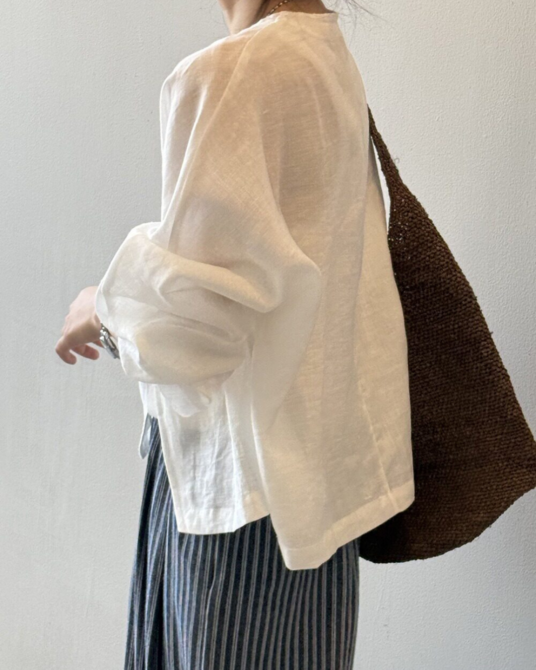 sheer open front loose cardigan 2color 【NINE7318】