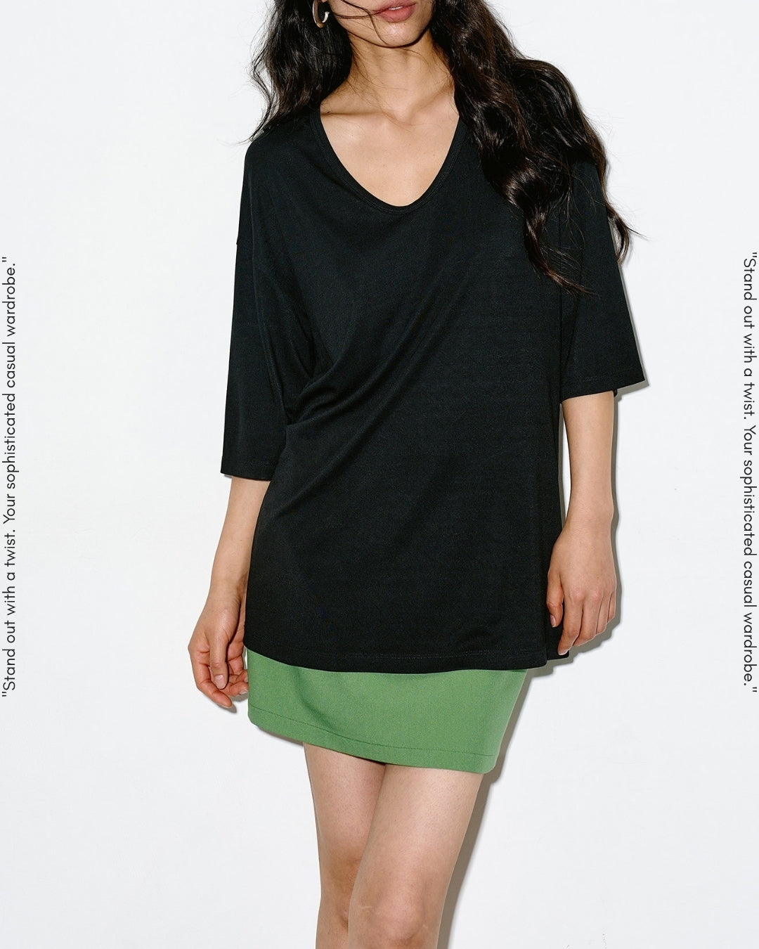 u-neck short sleeve t-shirt 2color【NINE0348】