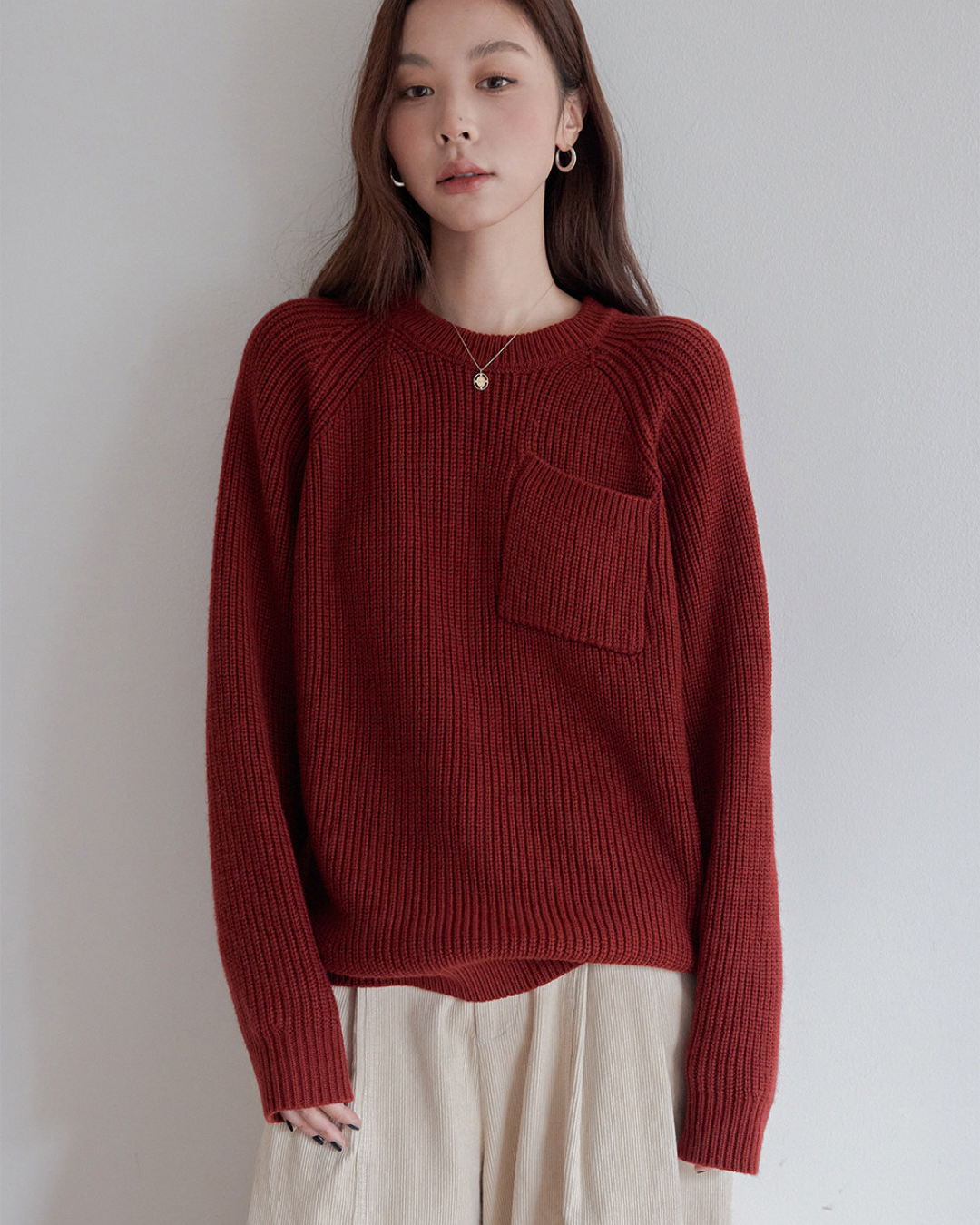 pocket detail loose knit sweater 3color 【NINE7283】