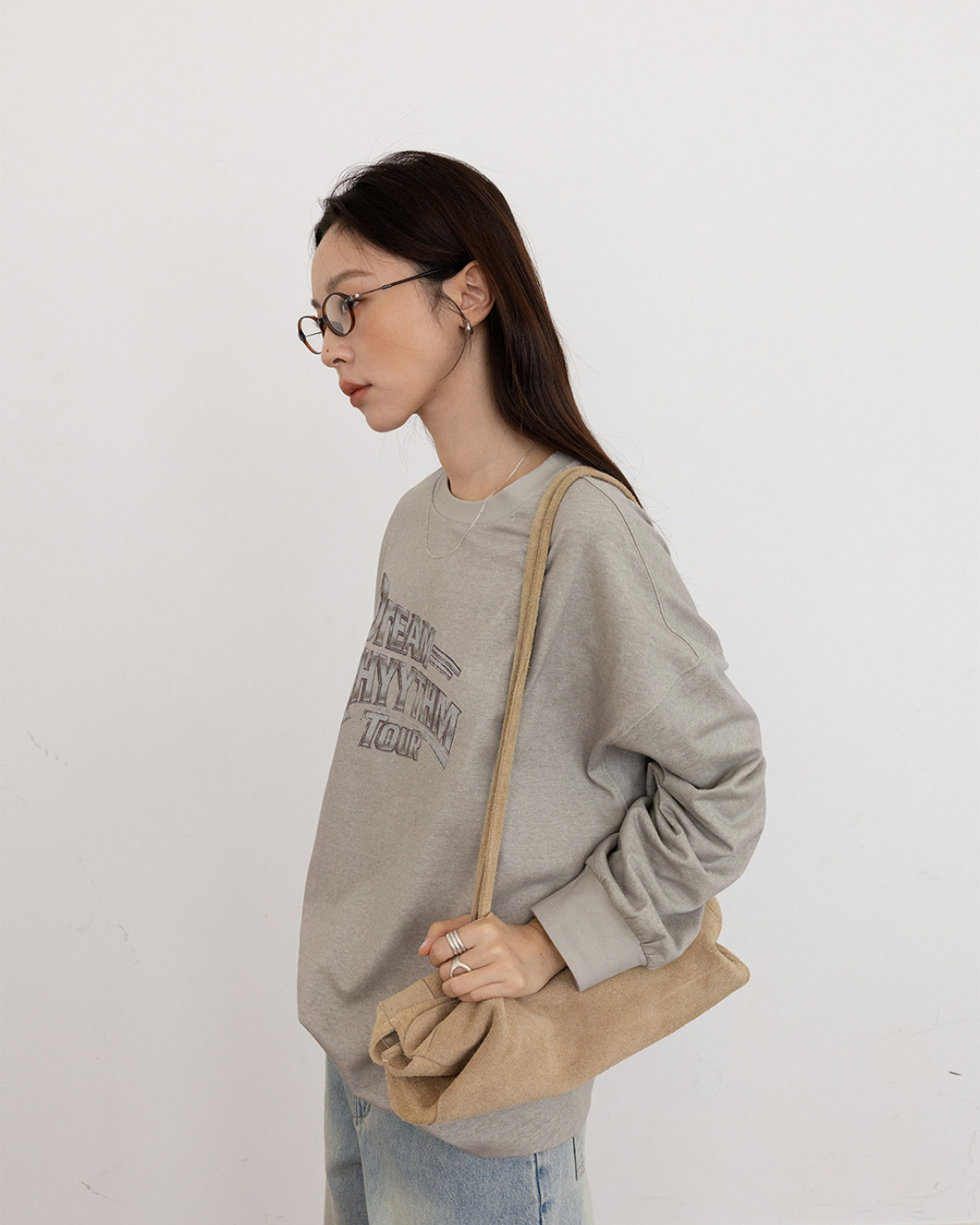 vintage print graphic oversized sweatshirt 2color 【NINE7292】