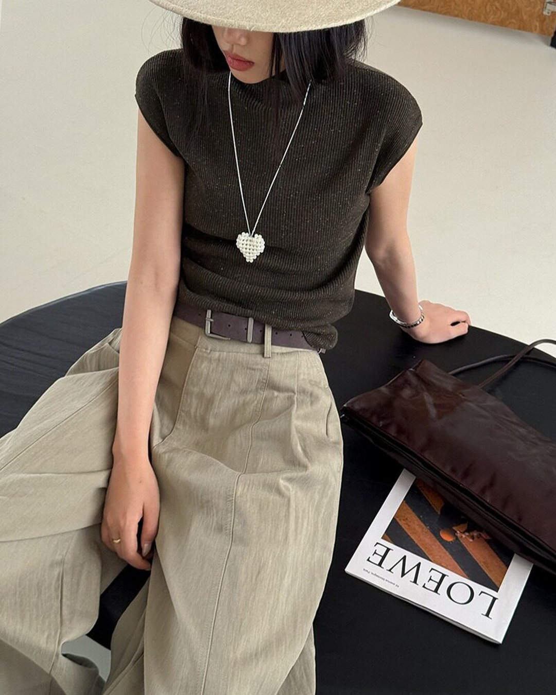 center seam wide leg slacks 2color 【NINE7313】