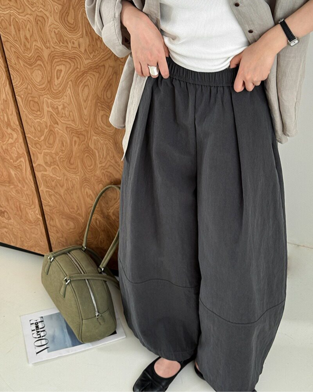 pleated seam balloon wide leg pants 3color 【NINE7323】