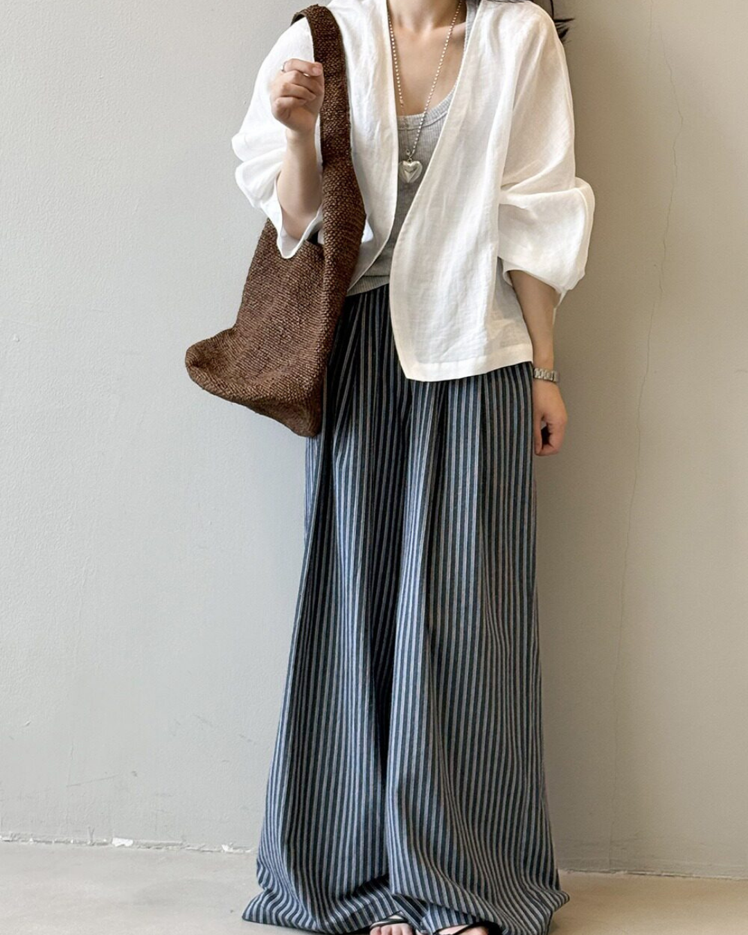 sheer open front loose cardigan 2color 【NINE7318】