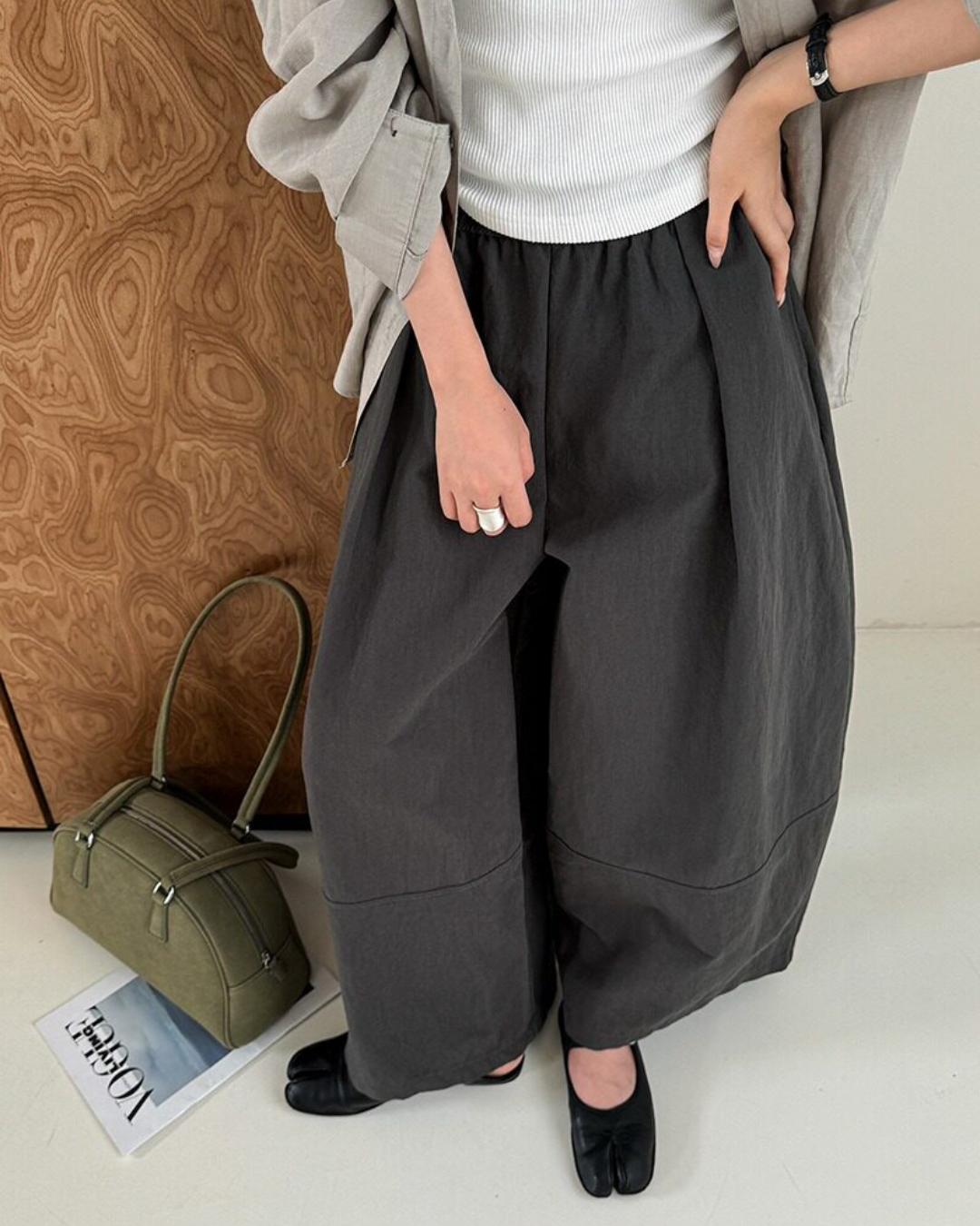 pleated seam balloon wide leg pants 3color 【NINE7323】