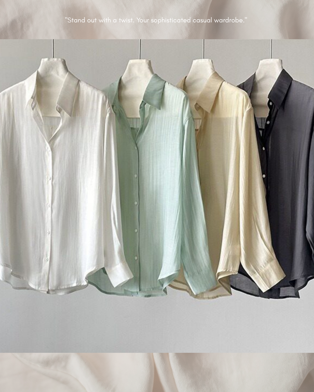 back button split sheer long sleeve shirt 5color 【NINE7319】