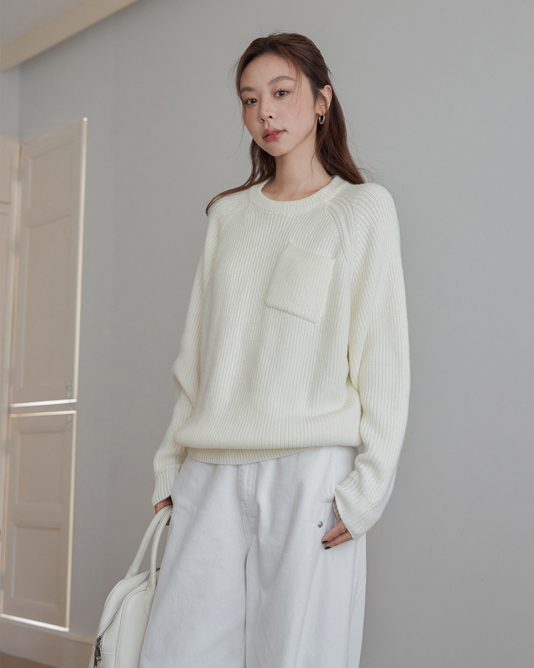 pocket detail loose knit sweater 3color 【NINE7283】
