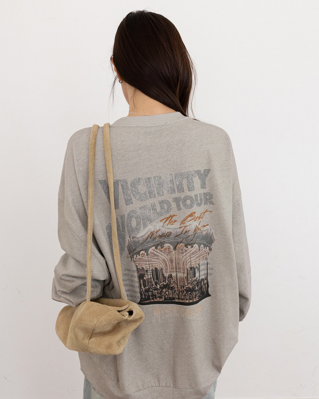 vintage print graphic oversized sweatshirt 2color 【NINE7292】