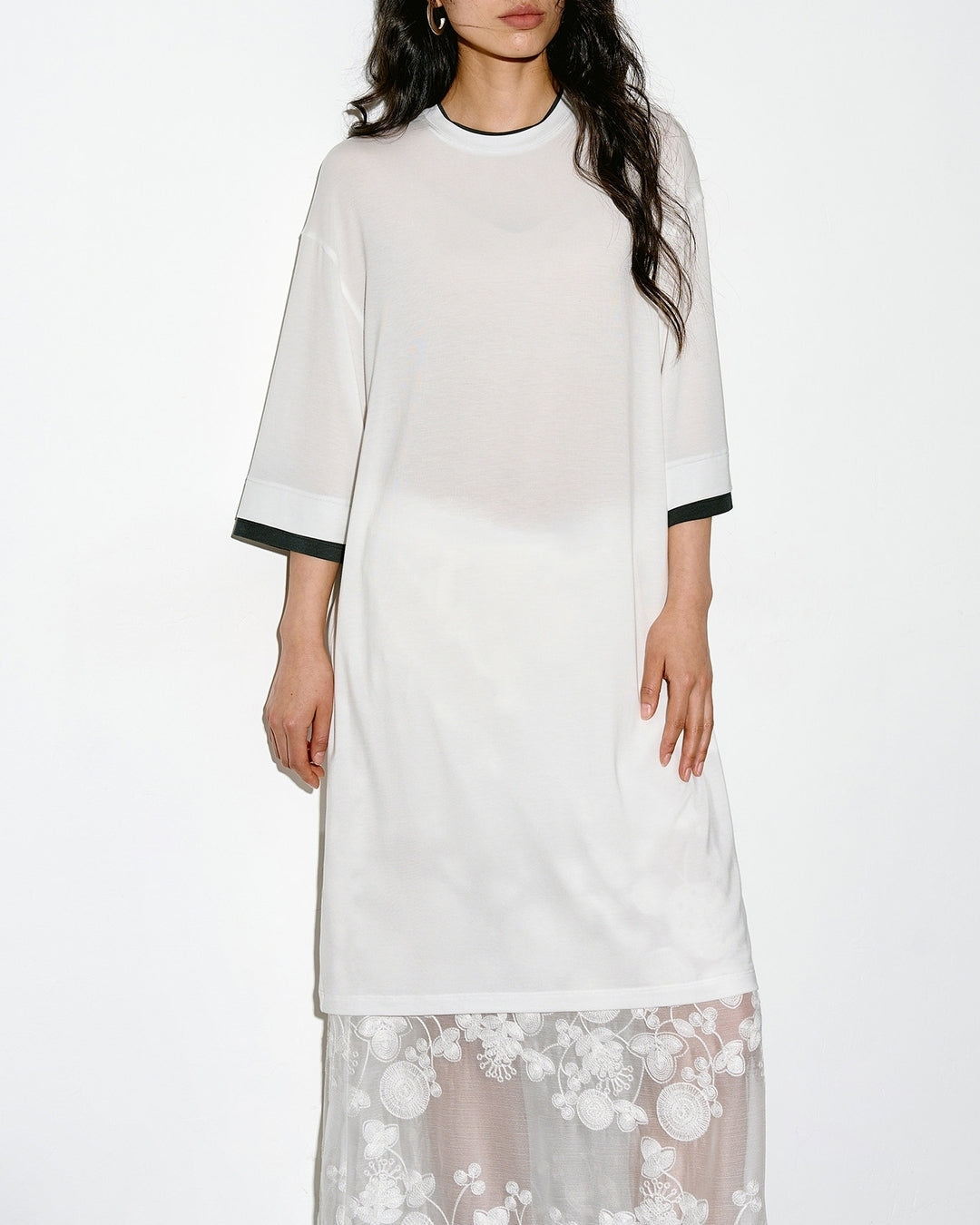 oversized two-tone t-shirt 2color【NINE0327】