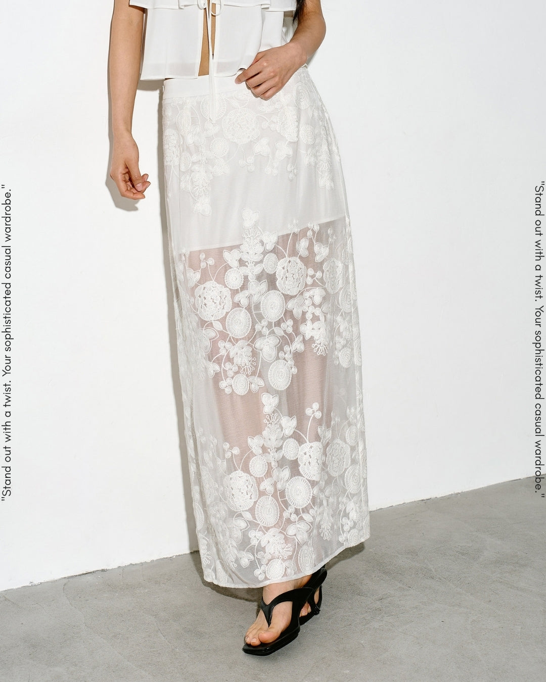 lace sheer long skirt【NINE0346】