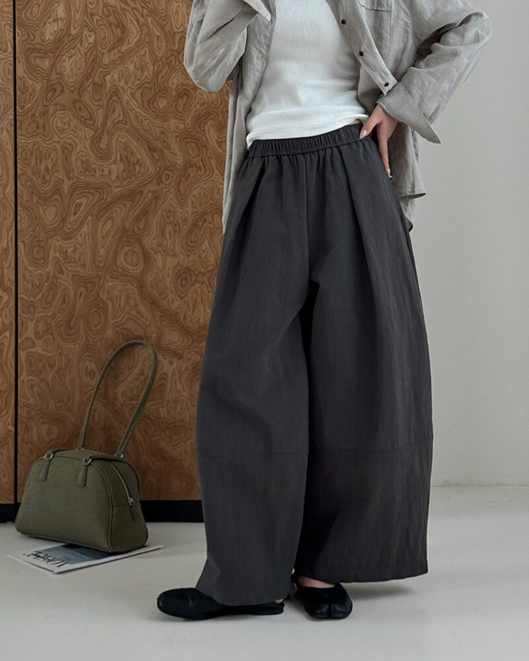 pleated seam balloon wide leg pants 3color 【NINE7323】