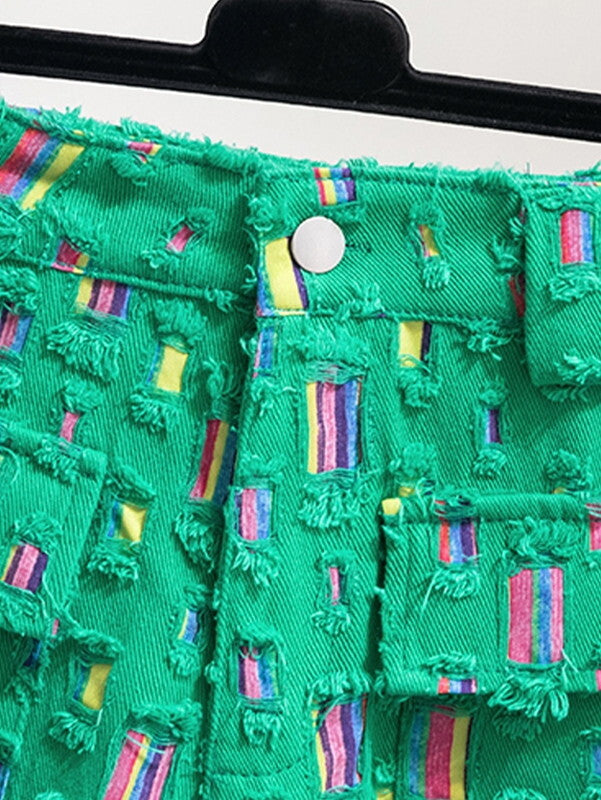unique colorful rainbow short-pants 3color【NINE9044】