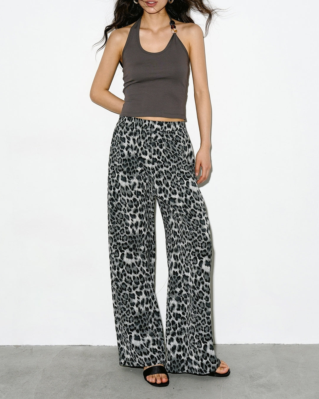 leopard print wide leg pants【NINE0341】