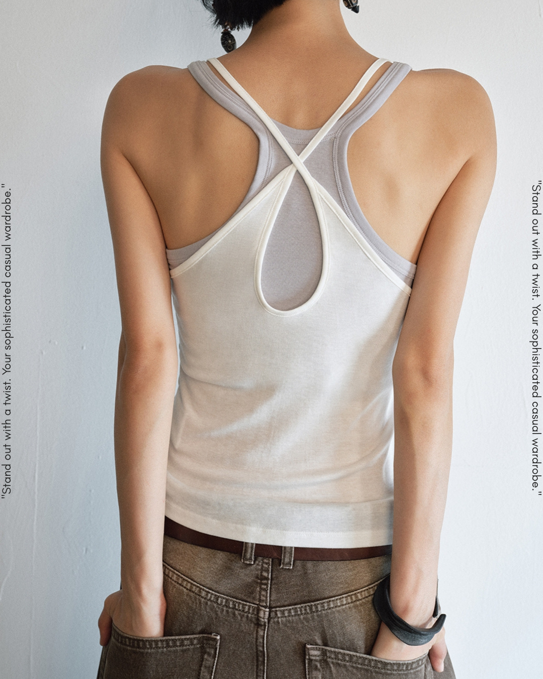 bicolor fake layered camisole 3color【NINE0205】