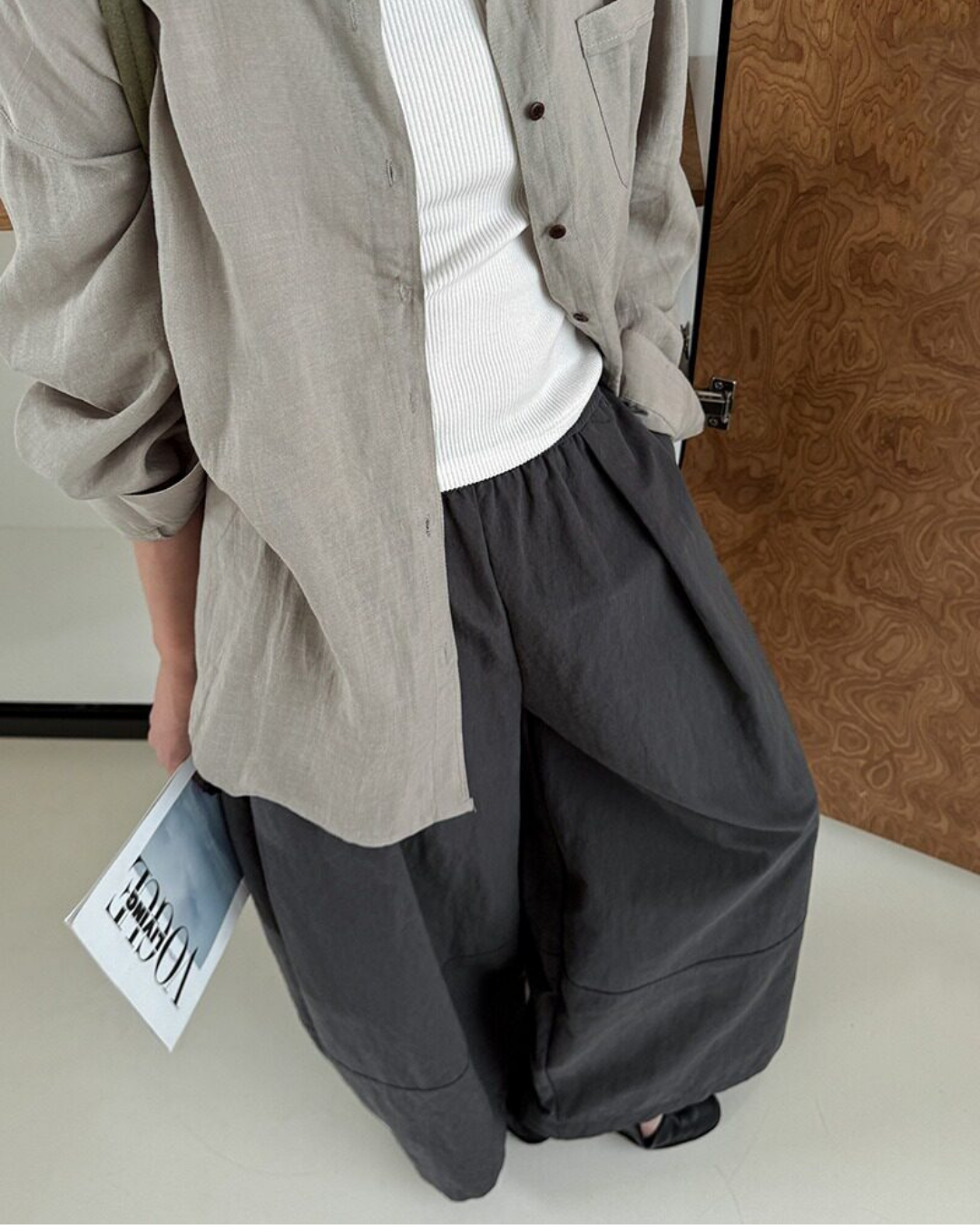 pleated seam balloon wide leg pants 3color 【NINE7323】