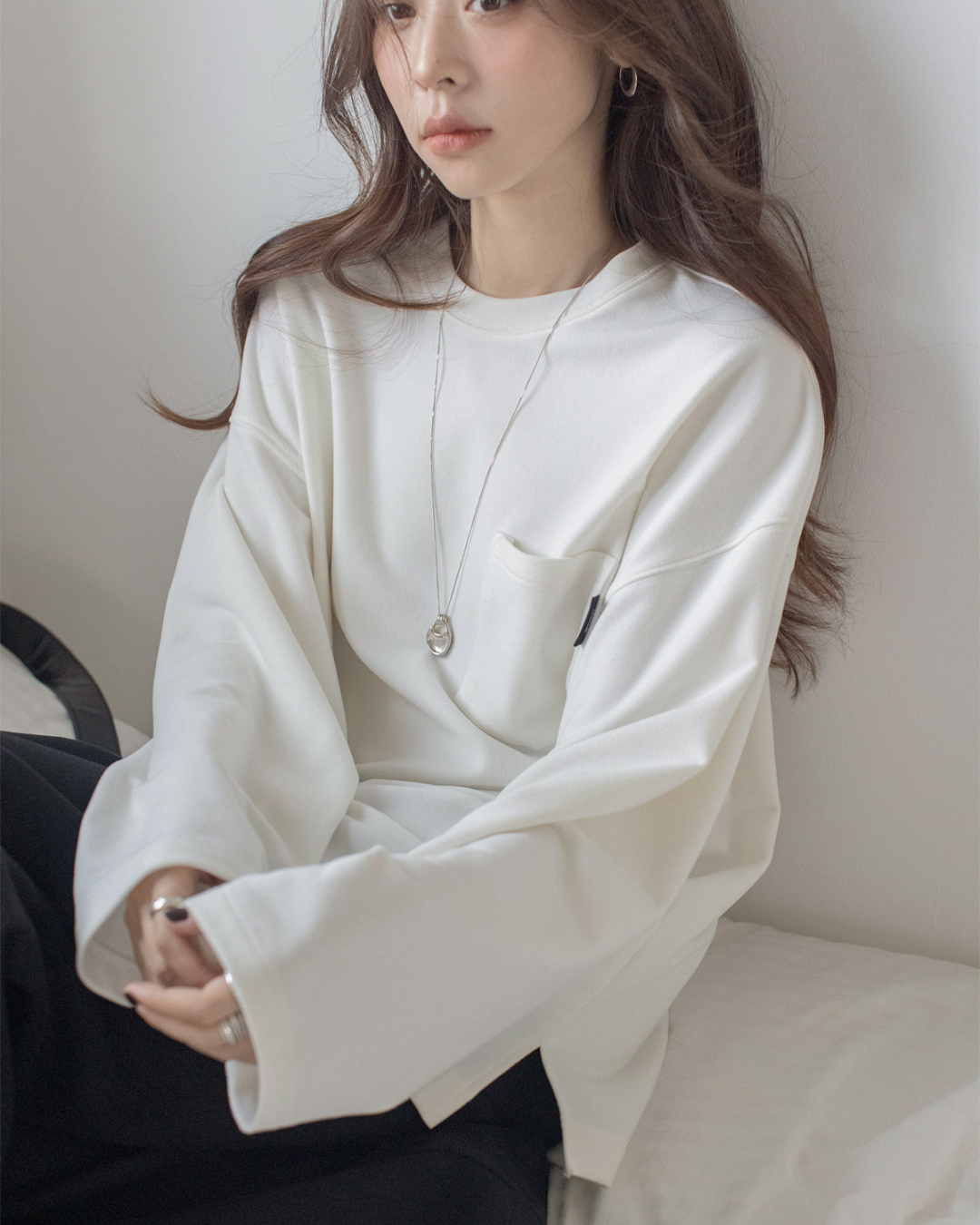 pocket tag long sleeve tshirt 1color 【NINE7301】