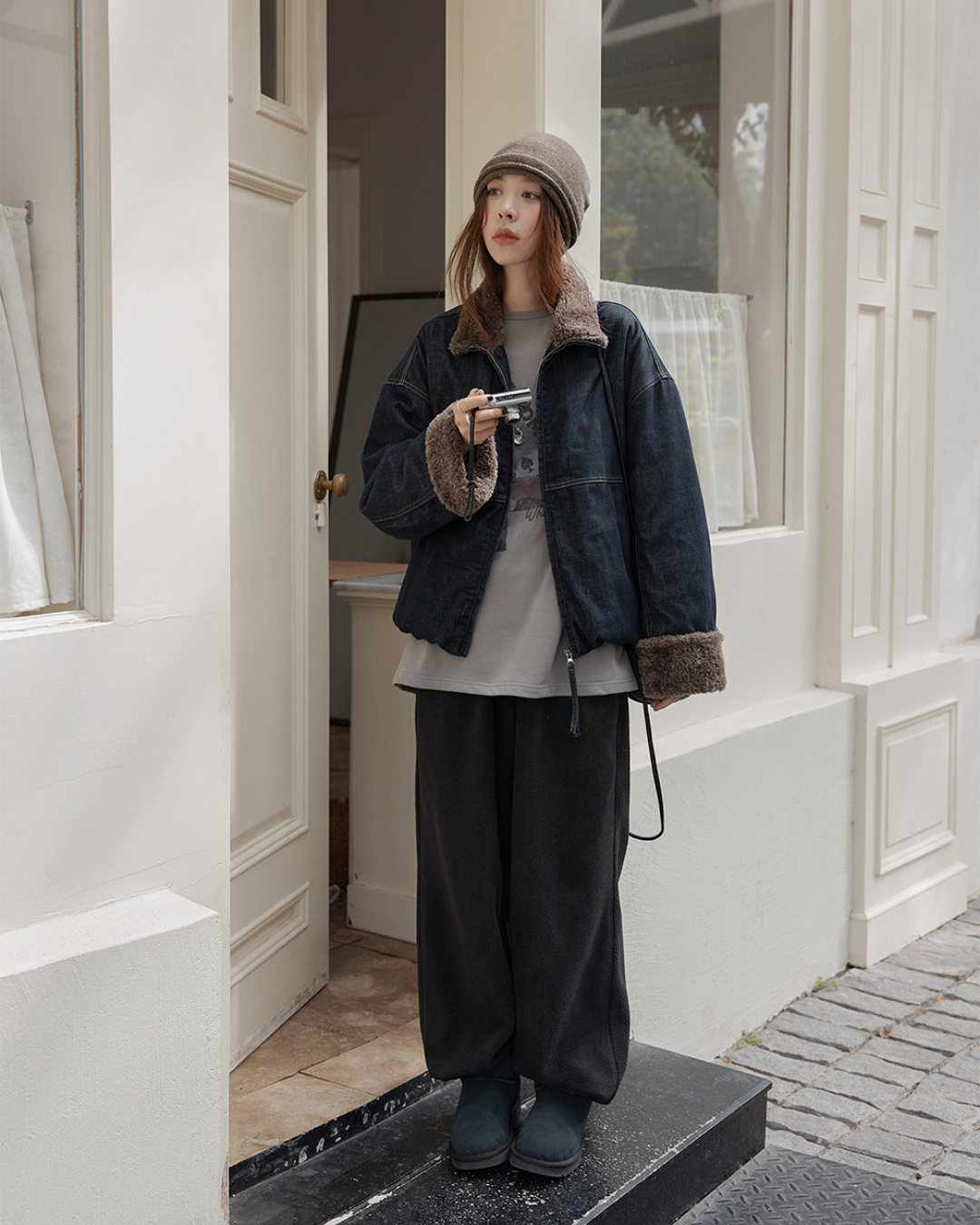 fleece wide leg sweatpants 2color 【NINE7275】