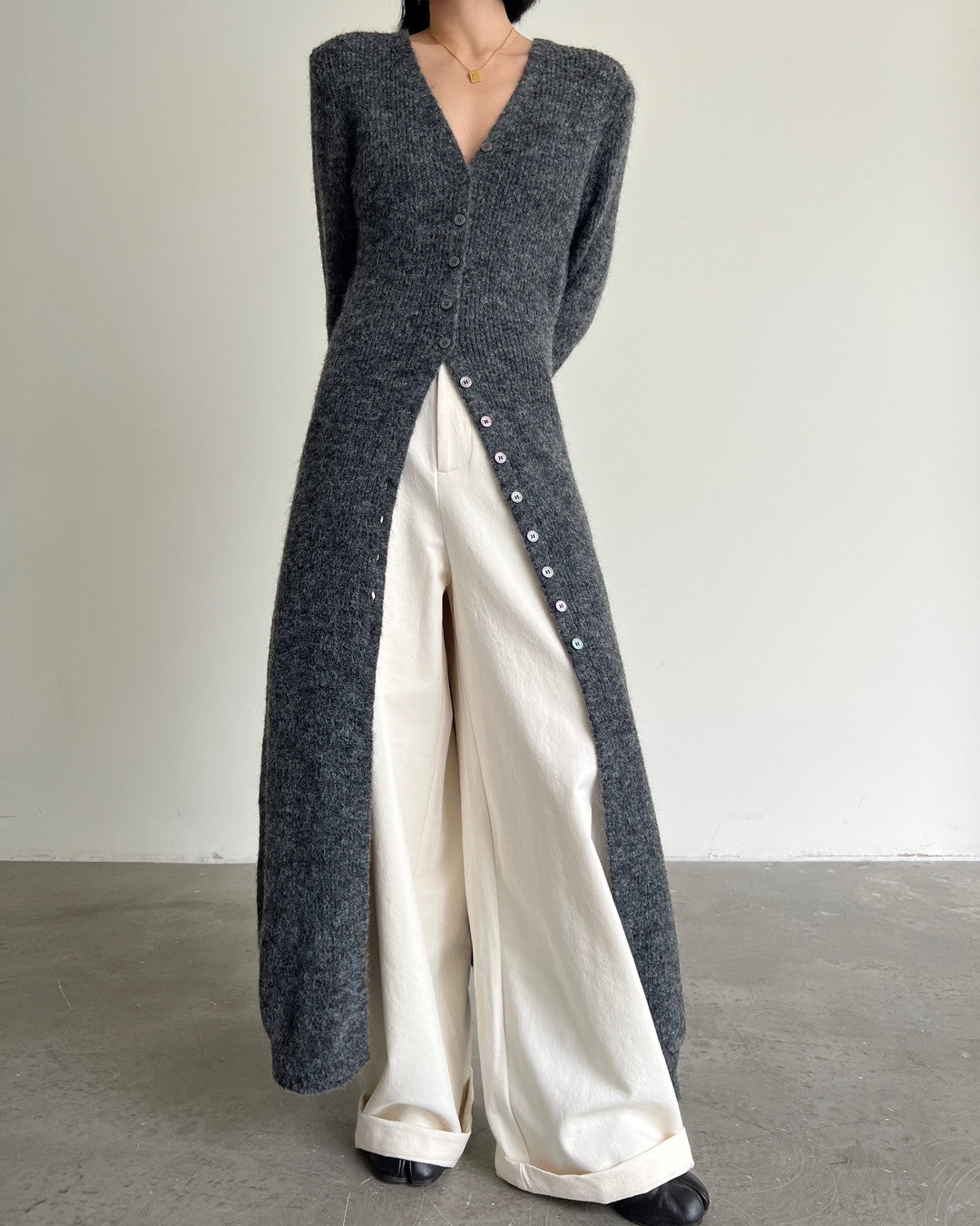 long slit button knit cardigan 2color 【NINE7273】