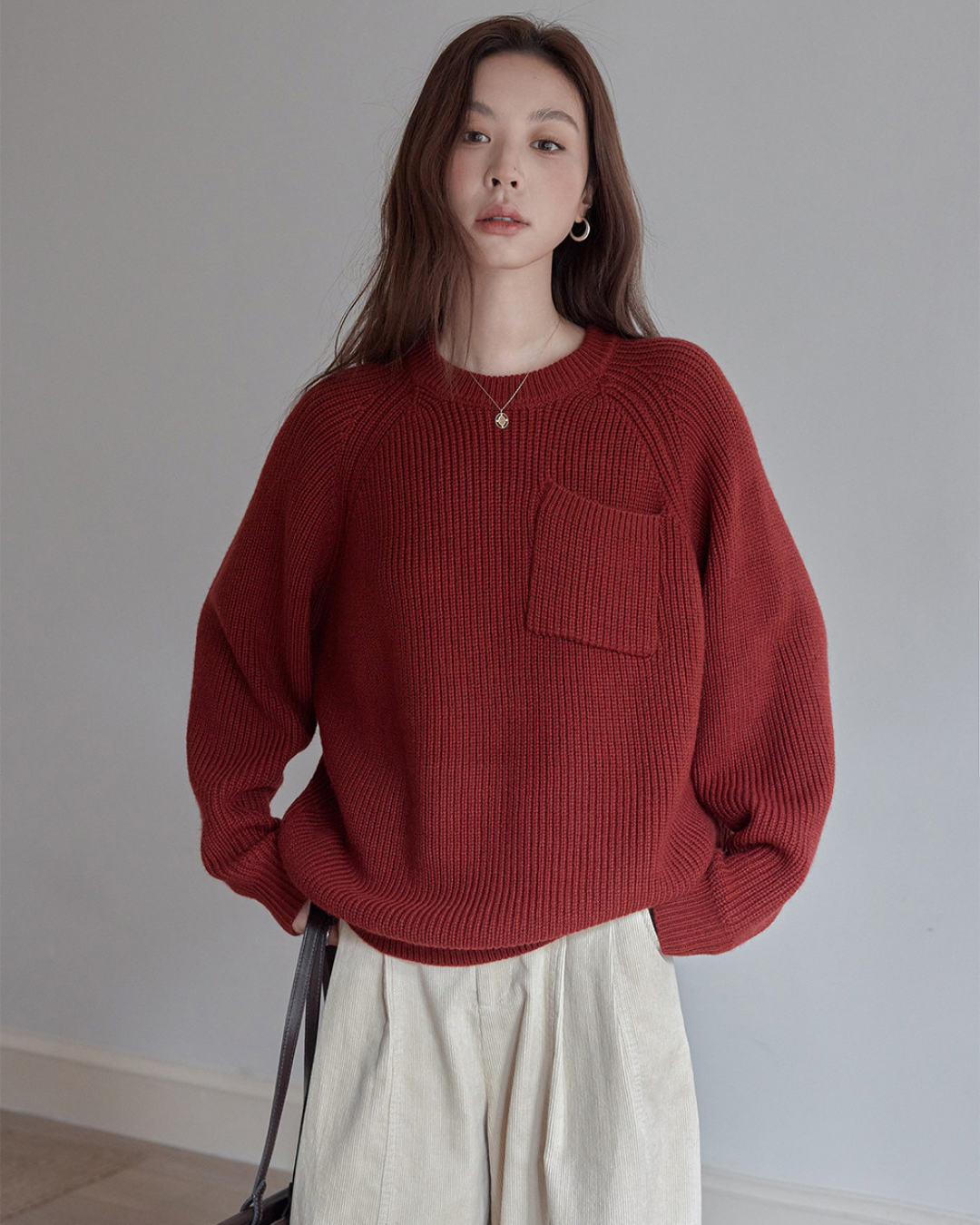 pocket detail loose knit sweater 3color 【NINE7283】
