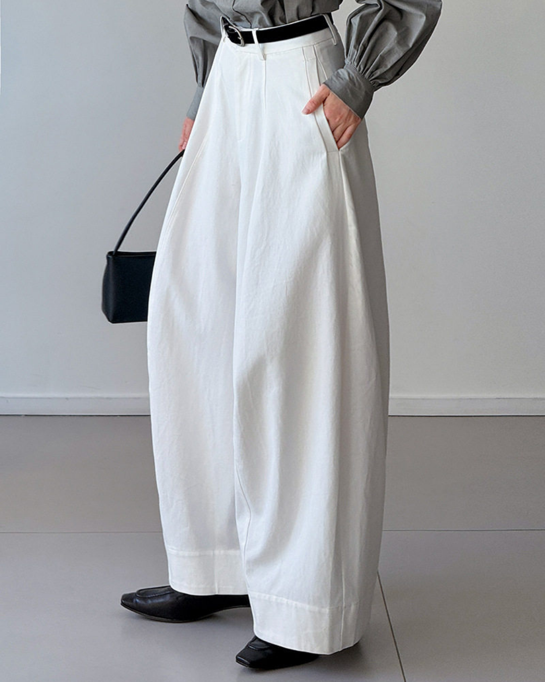 balloon curve wide leg pants 2color 【NINE7324】