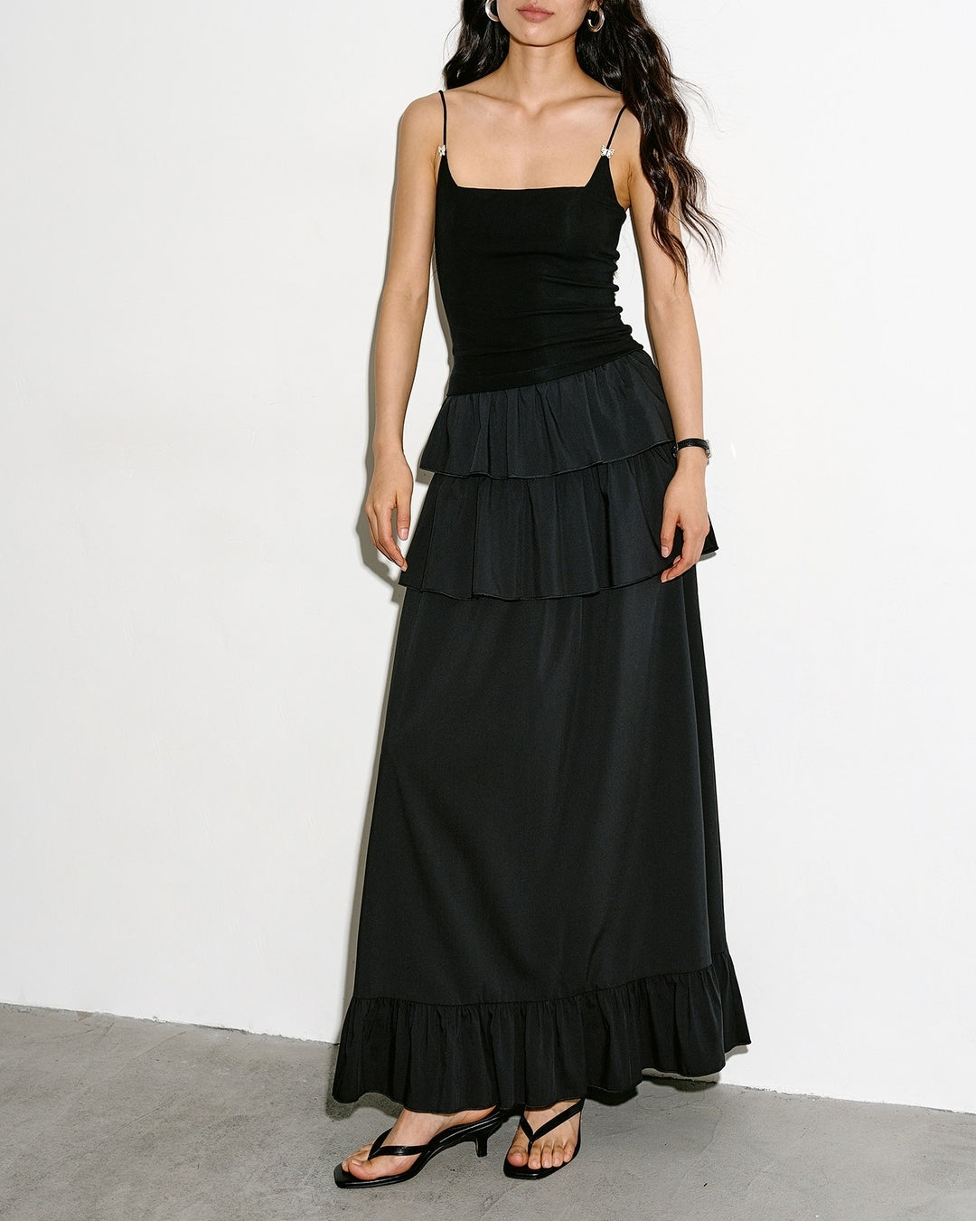 tiered a-line long skirt【NINE0338】