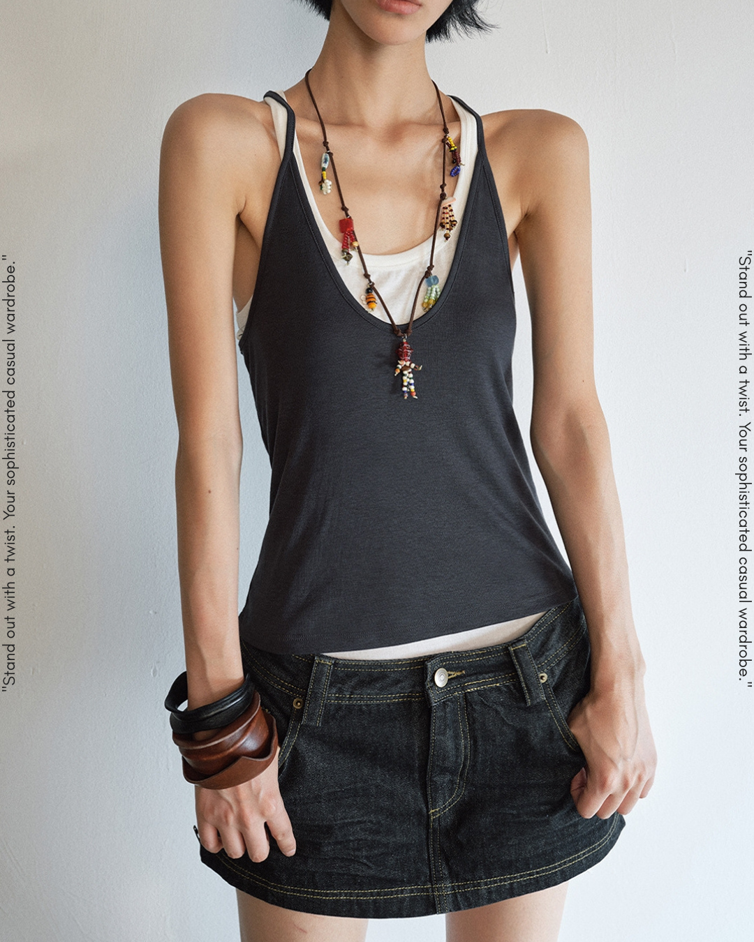 bicolor fake layered camisole 3color【NINE0205】