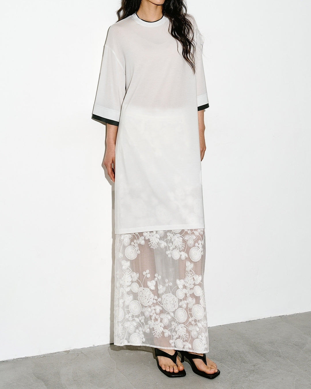 lace sheer long skirt【NINE0346】