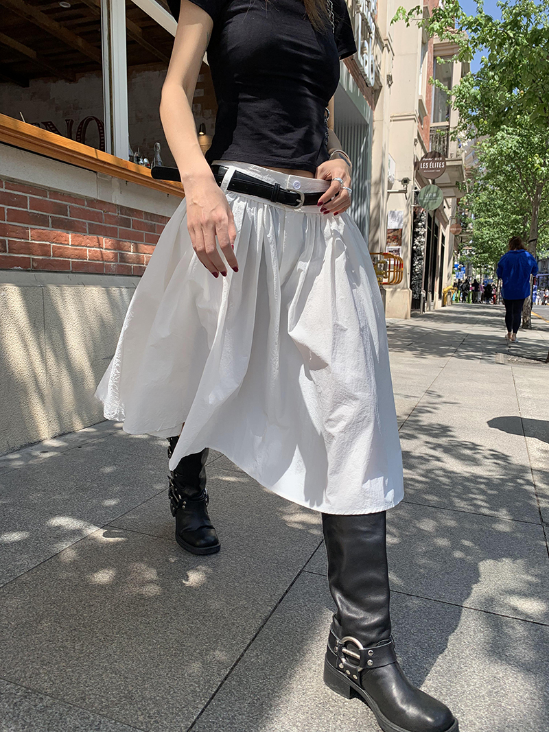 fluffily natural flare long-skirt【NINE8898】