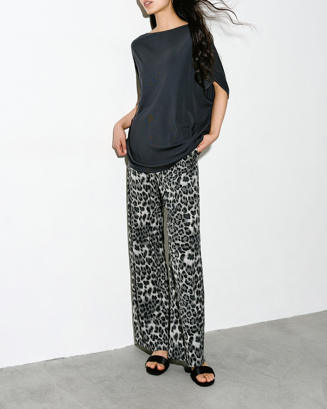 leopard print wide leg pants【NINE0341】